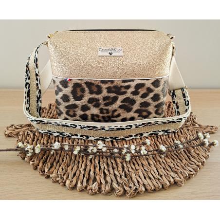 Sac bandoulière léopard et doré