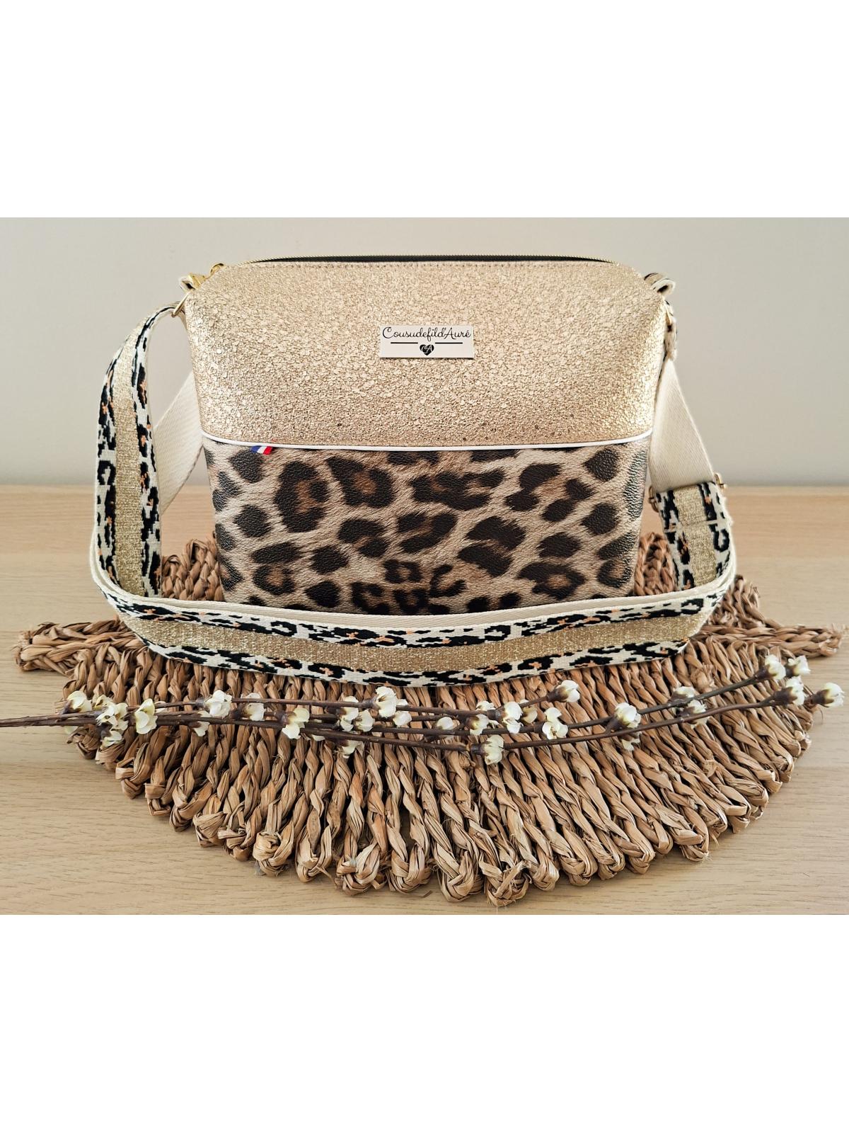 Sac bandoulière léopard et doré