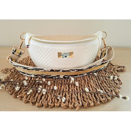 Sac banane artisanal blanc et or
